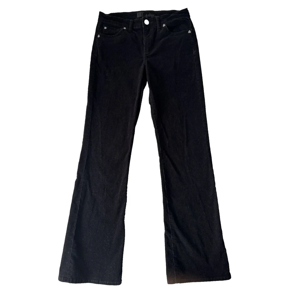 Kut From The Kloth Pants Womens 6 Black Karen Baby‎ Bootcut Corduroy Flap Pocket